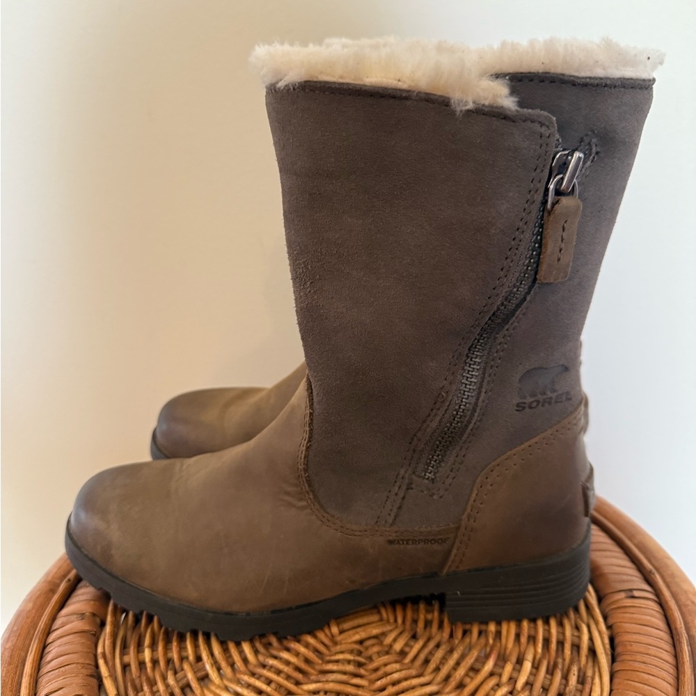 Sorel Emelie Foldover Winter Snow Boots Faux Fur Shearling Waterproof Brown 6